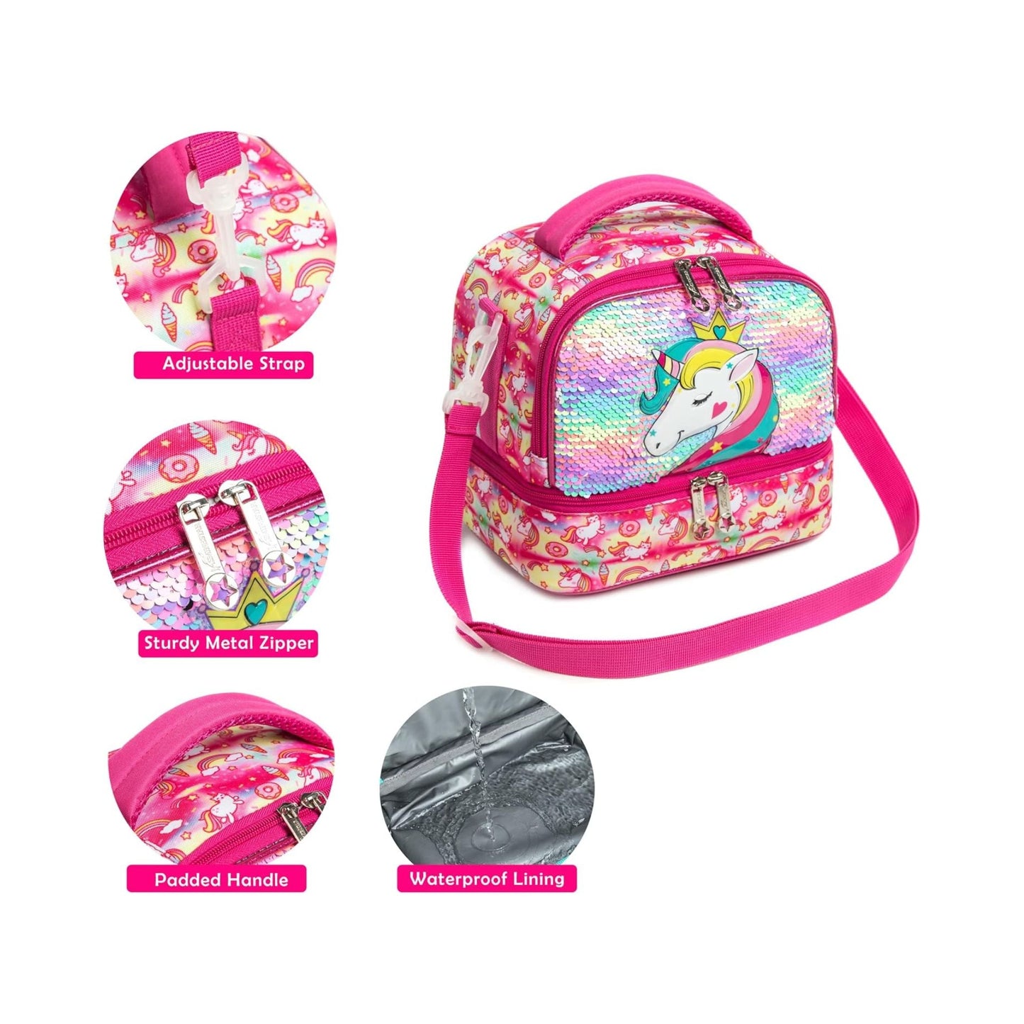 Girls Unicorn Insulated Lunch Bag