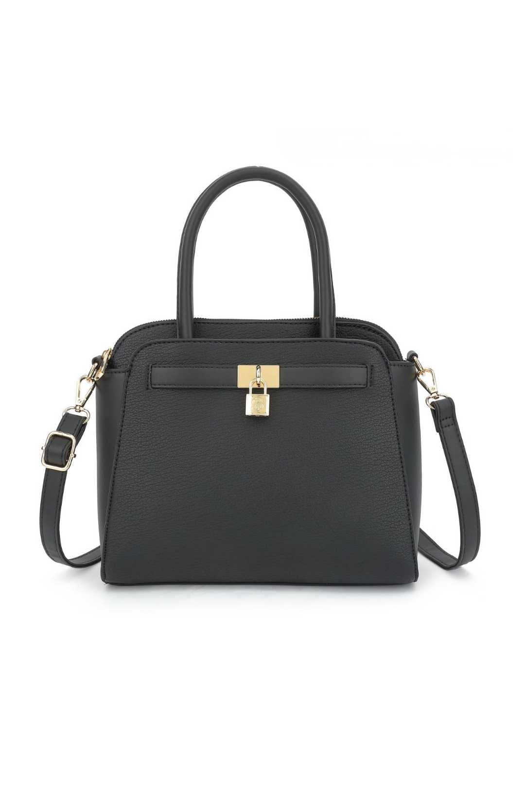 Sophisticated Two-Tone Structured Handbag With Crossbody Strap