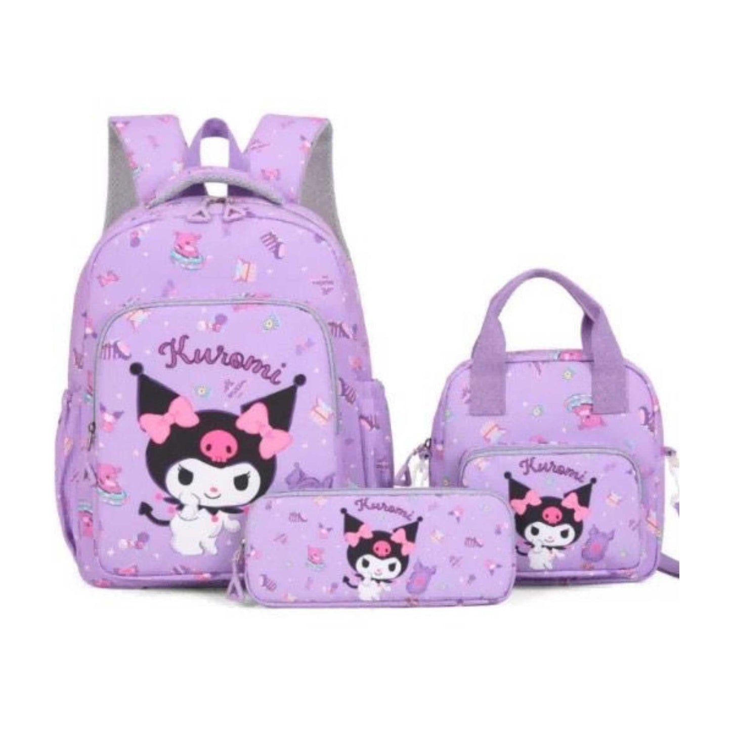 G646 Kuromi 3 Piece Backpack Set