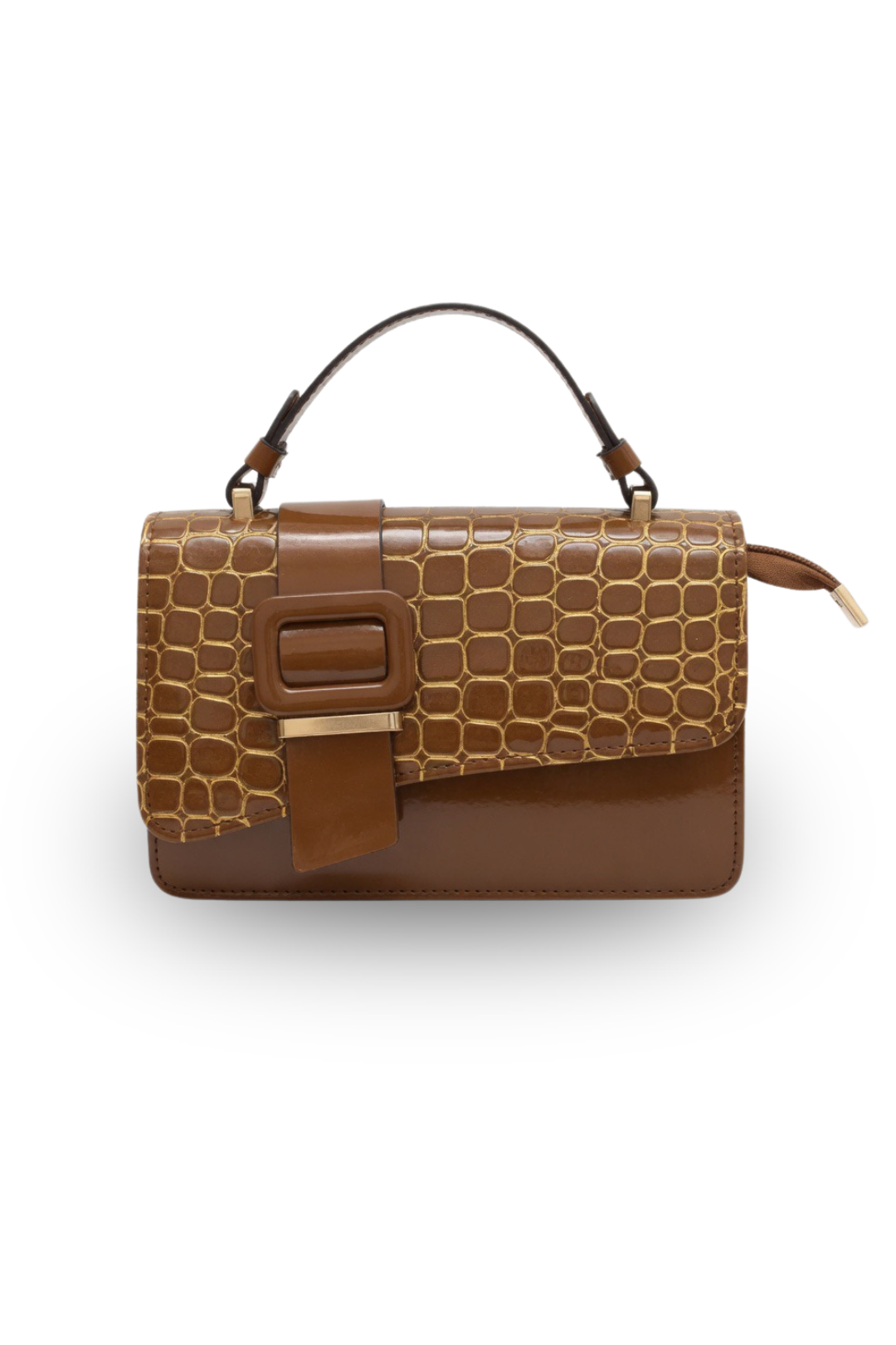 Croc Texture Buckle Handbag