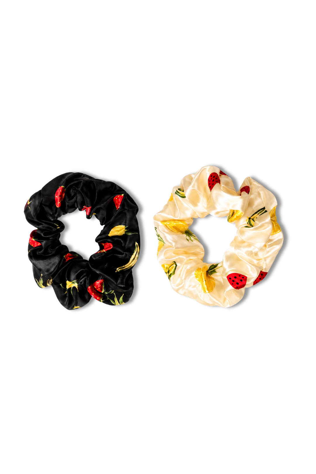 Fruit Print Satin Scrunchie Set