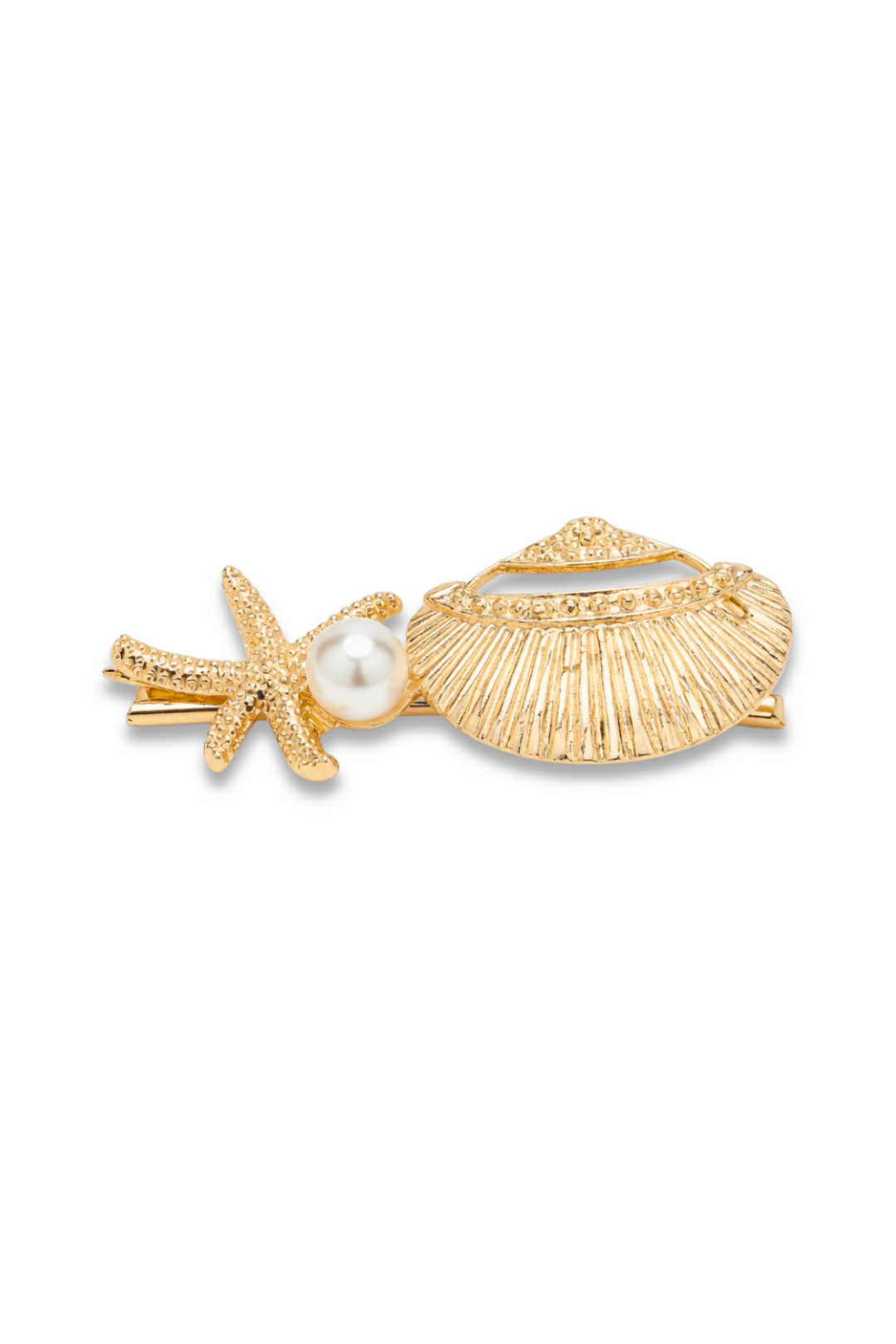 Golden Seashell Starfish Hair Clip