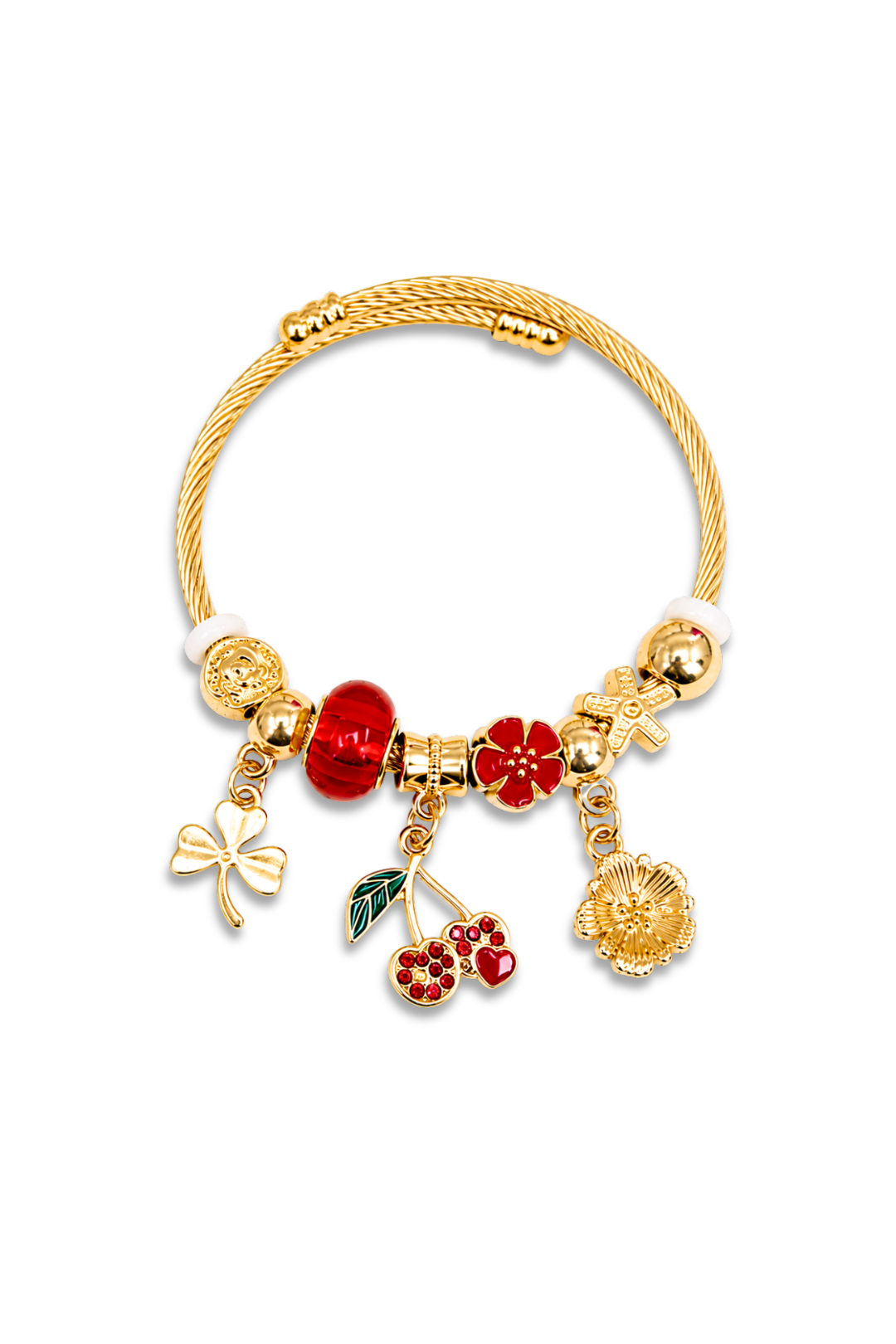 Gold Cherry Charm Bracelet