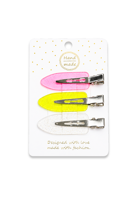 Neon Glitter Snap Hair Clip Set