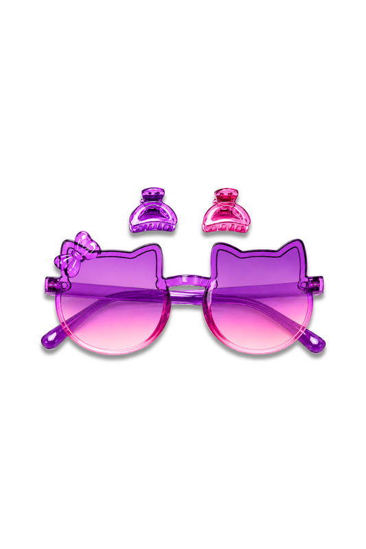 Cat Shape Sunglasses with Hair Clips