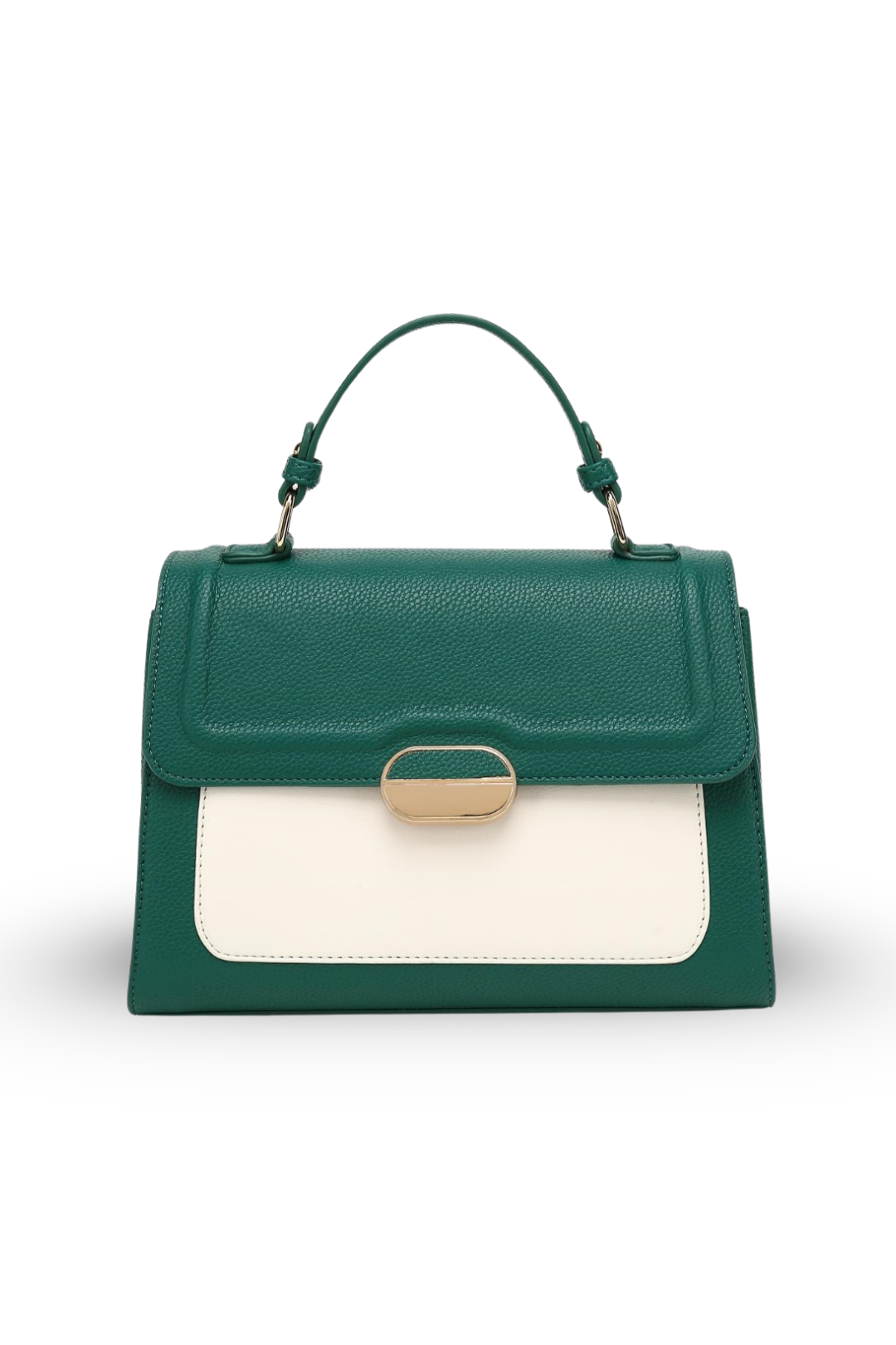 Elegant Contrast Flap Handbag – Structured Top Handle