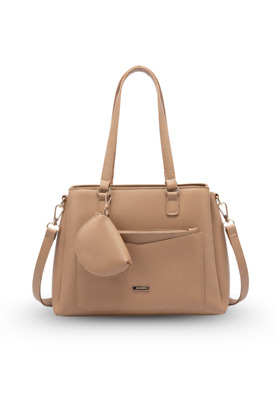 Simple Structred Handbag Structured Tote Handbag with Strap & Mini Pouch