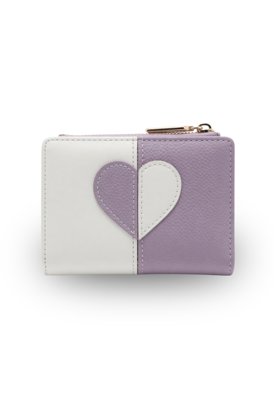 Heart Patch Color block Mini Wallet