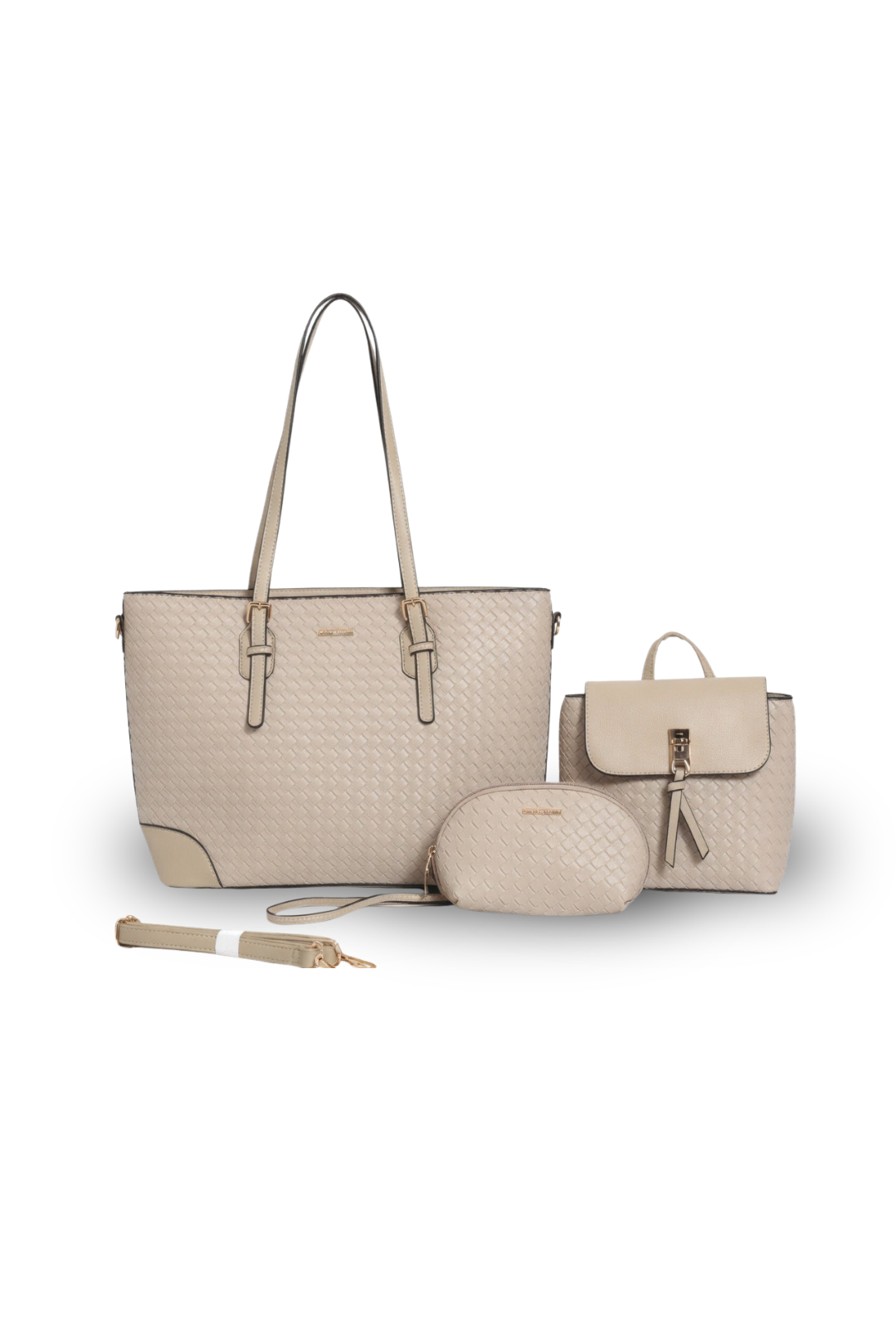 Woven Luxe 4-in-1 Tote Bag Set with Matching Pouch & Crossbody