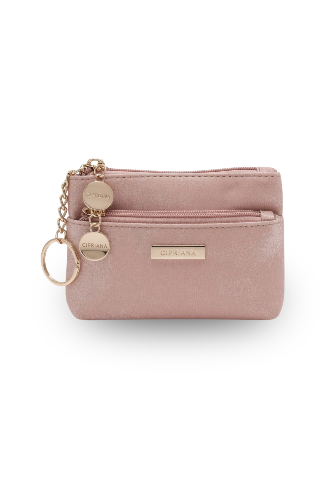 Cipriana Shimmer Double-Zip Wristlet Pouch