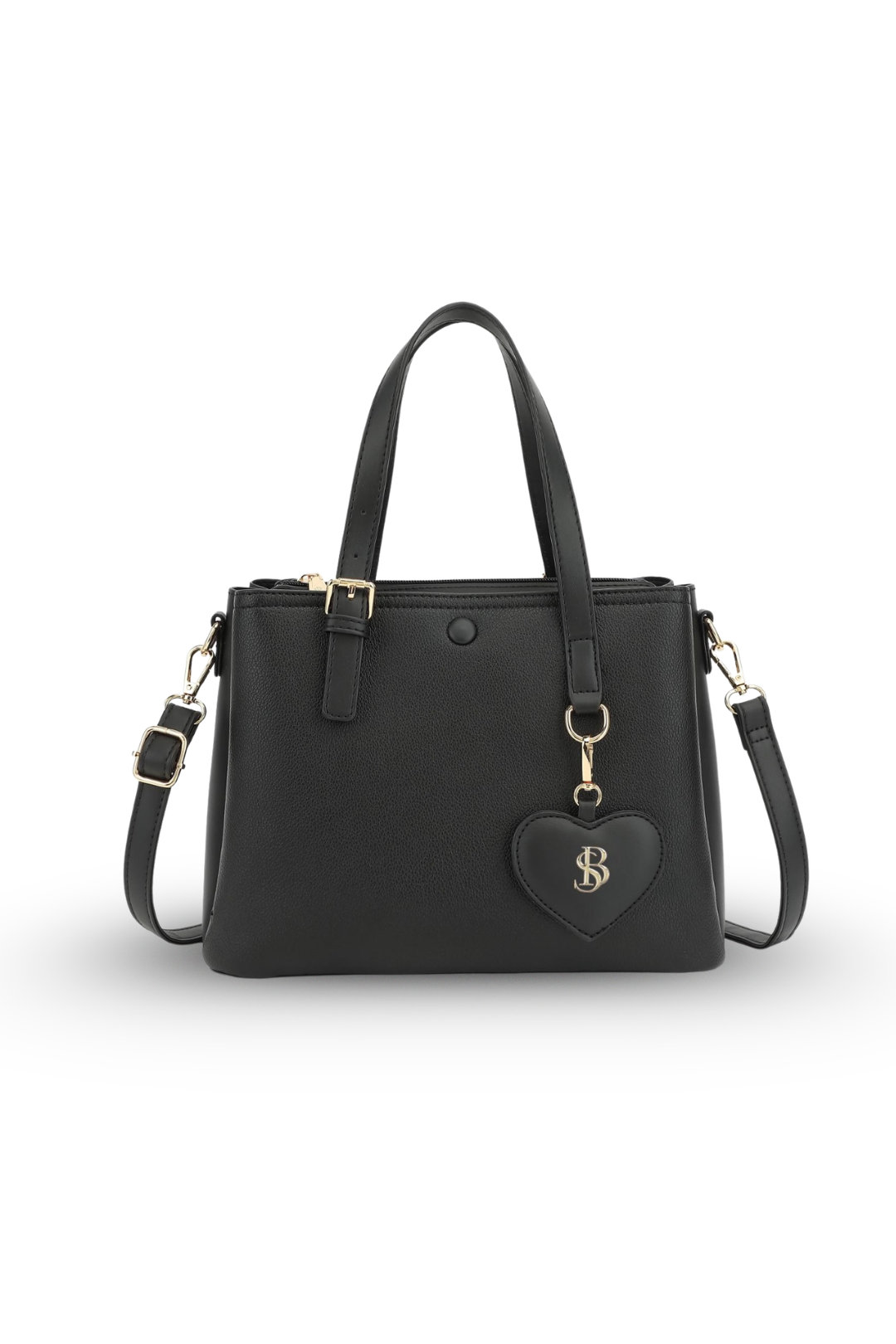 Structured Tote Bag with Heart Charm