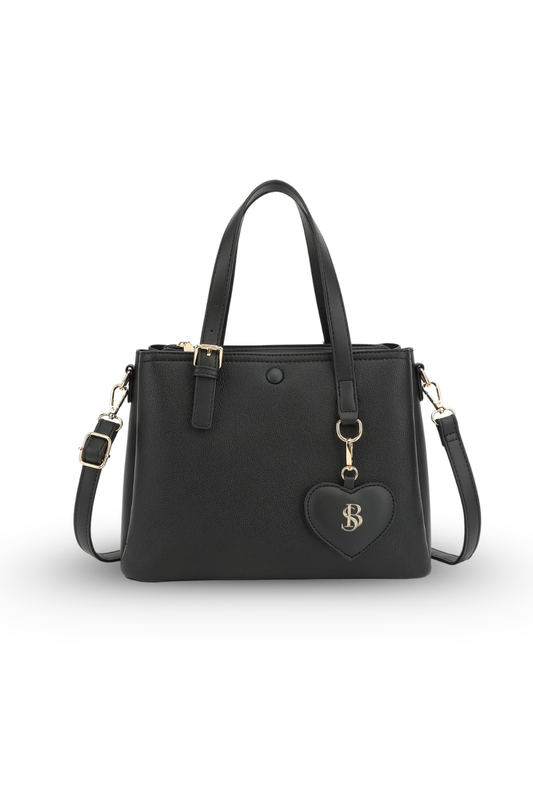 Structured Tote Bag with Heart Charm