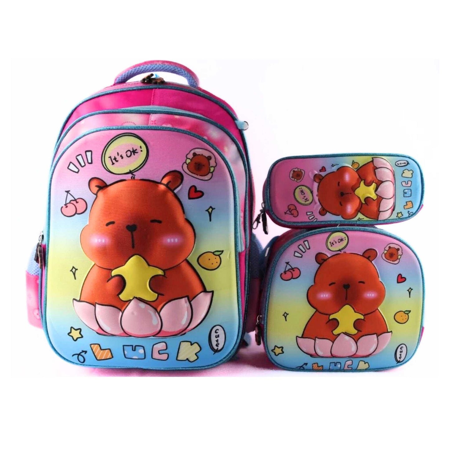 Capybara 3 Piece Backpack set
