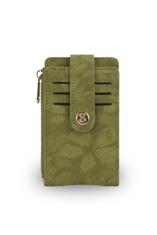 Floral Textured Snap Card Wallet