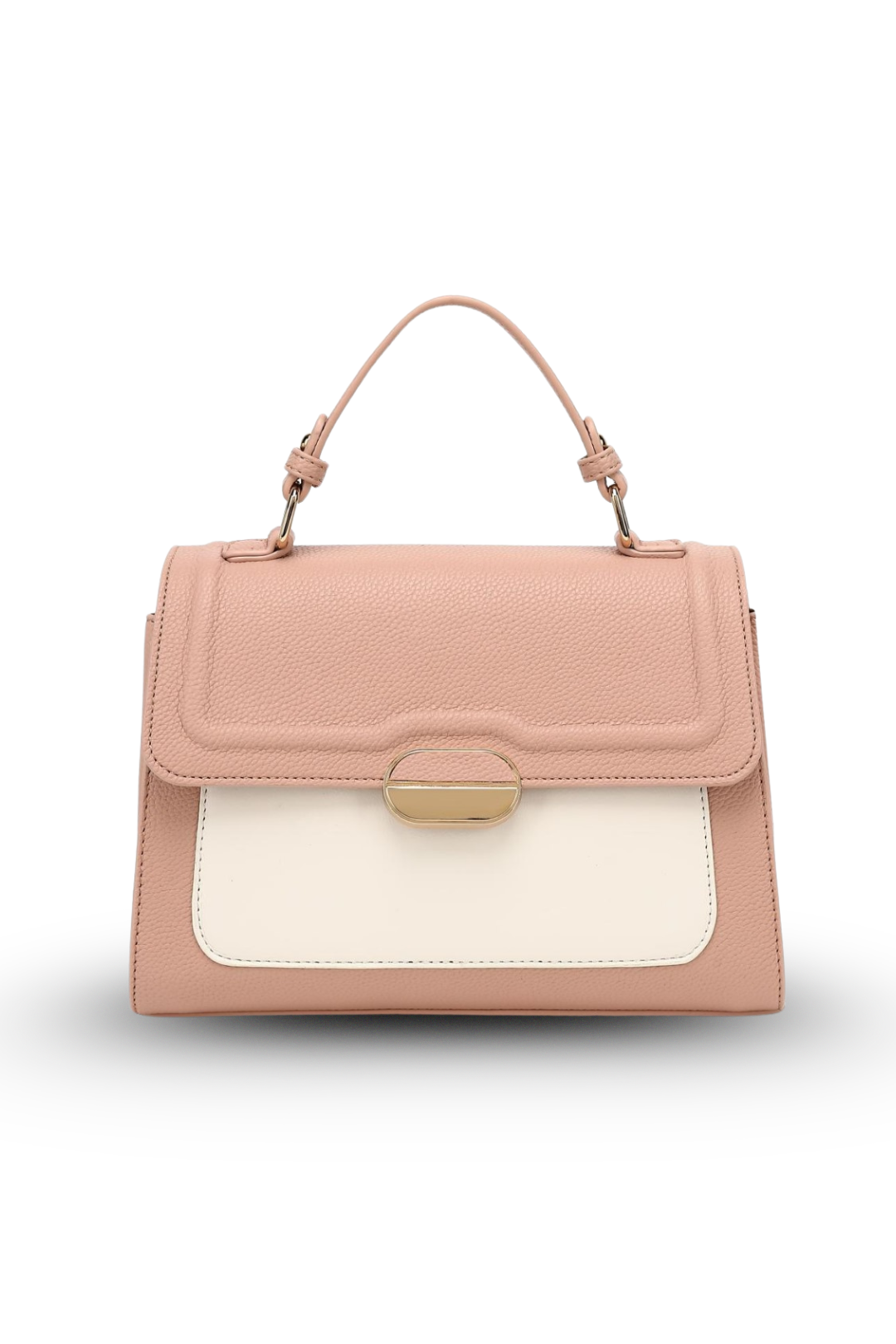 Elegant Contrast Flap Handbag – Structured Top Handle