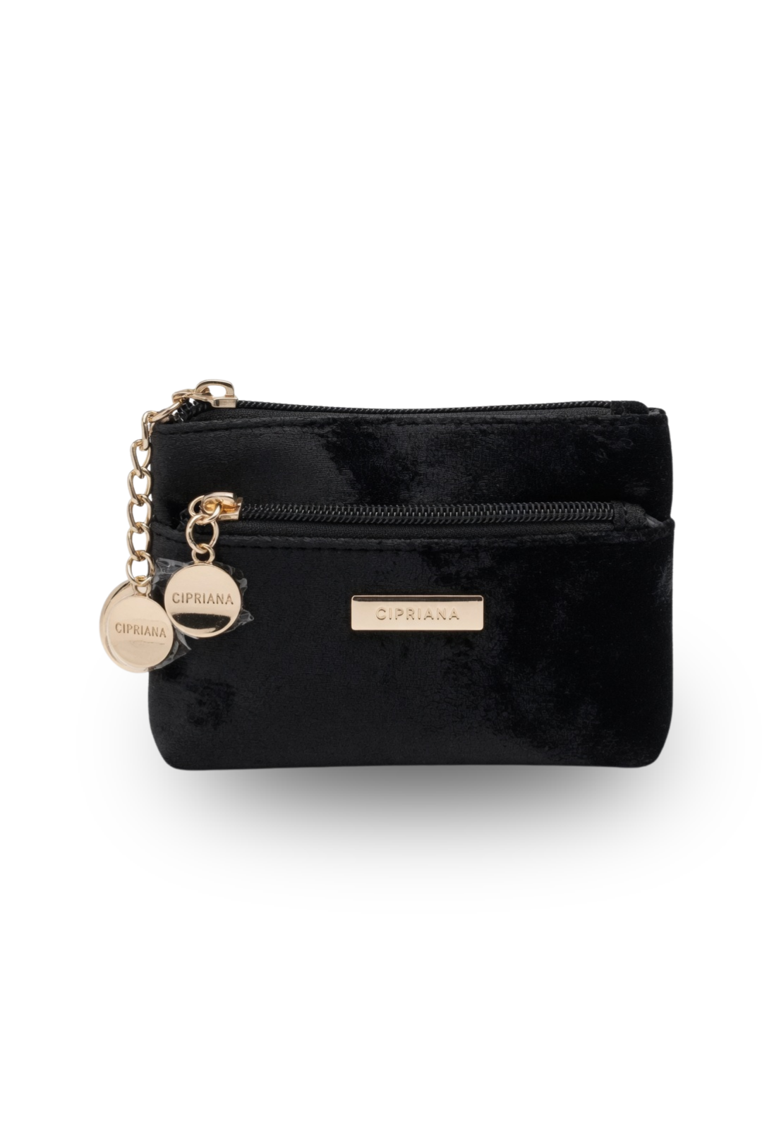 Cipriana Shimmer Double-Zip Wristlet Pouch