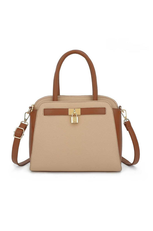 Sophisticated Two-Tone Structured Handbag With Crossbody Strap