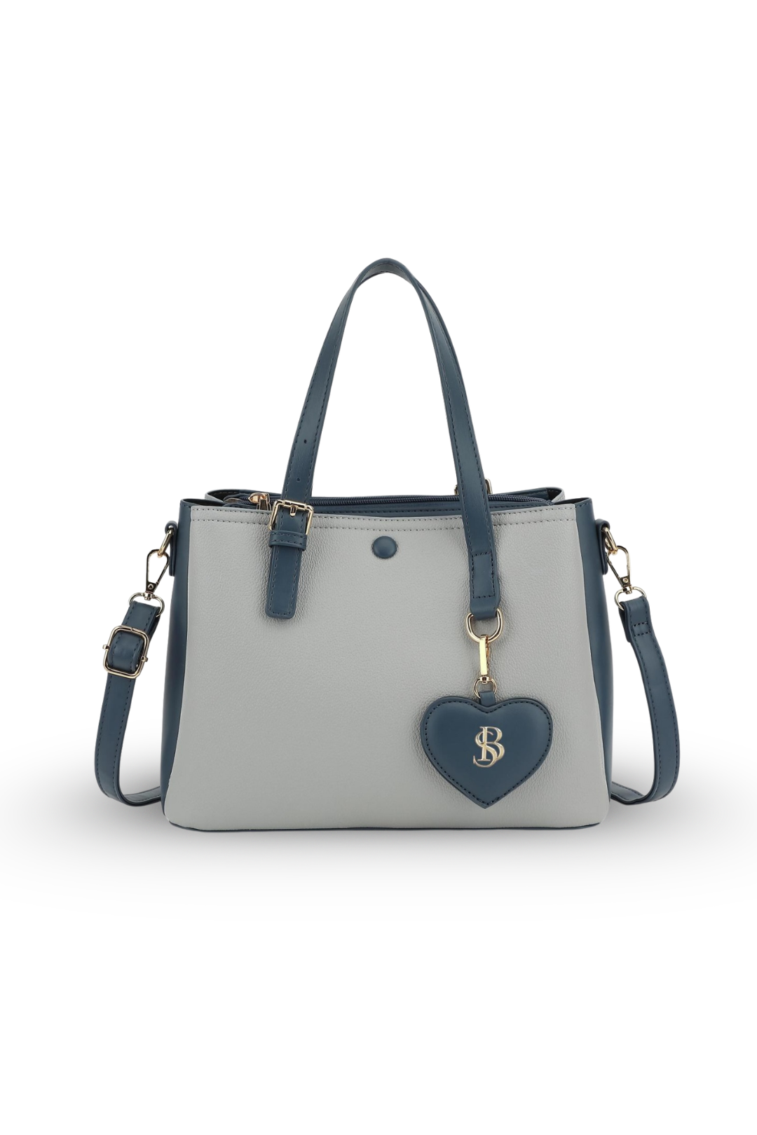 Structured Tote Bag with Heart Charm