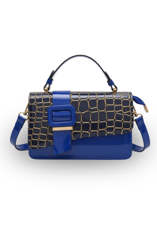 Croc Texture Buckle Handbag