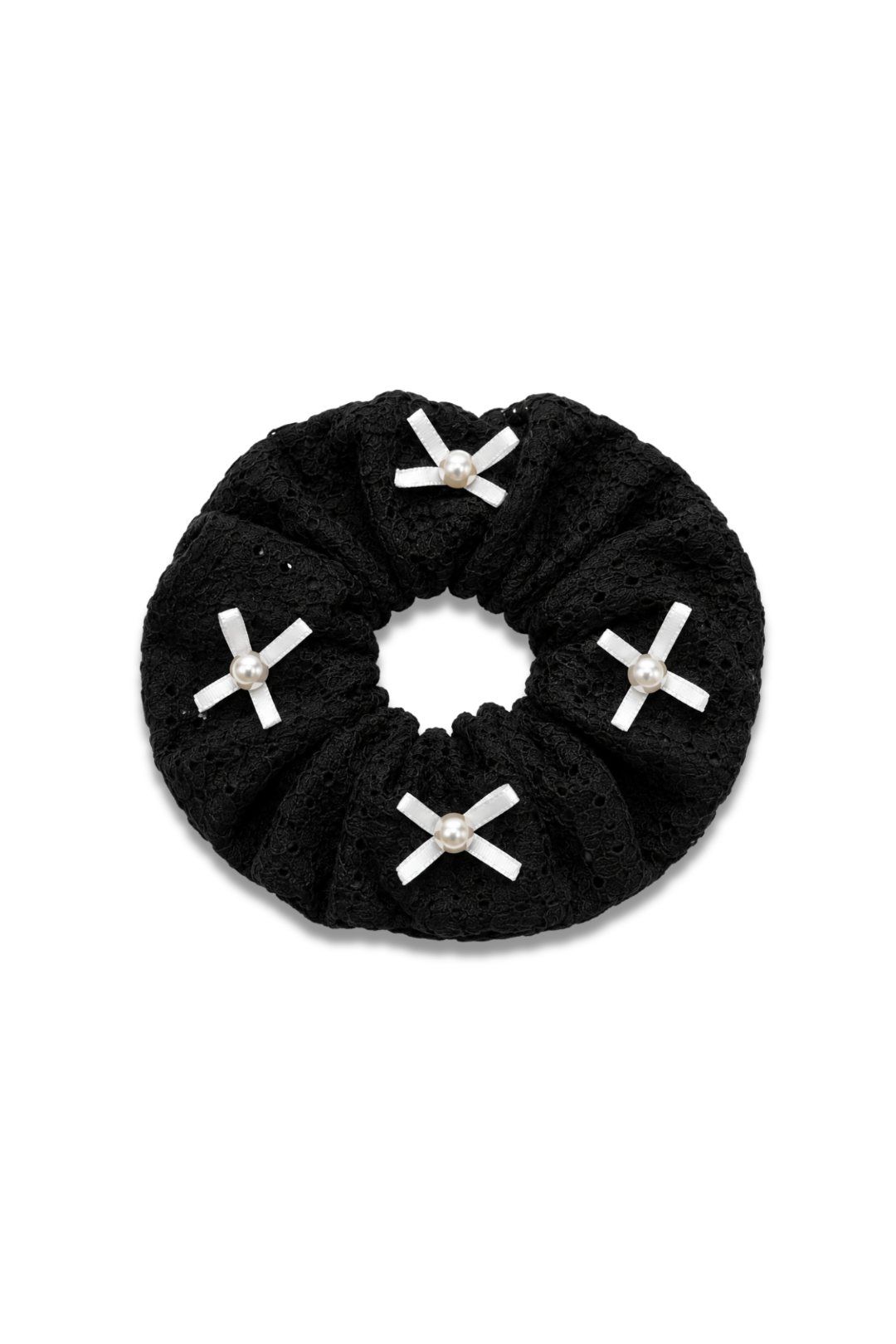 Pearl Bow Lace Hair Scrunchie