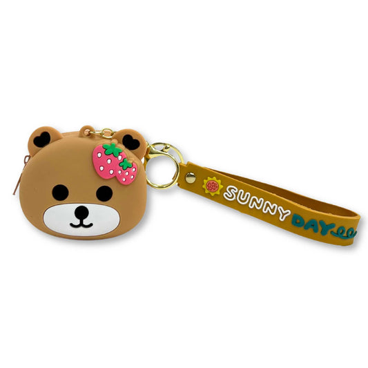 K29 Strawberry Bear Silicone Keychain Pouch