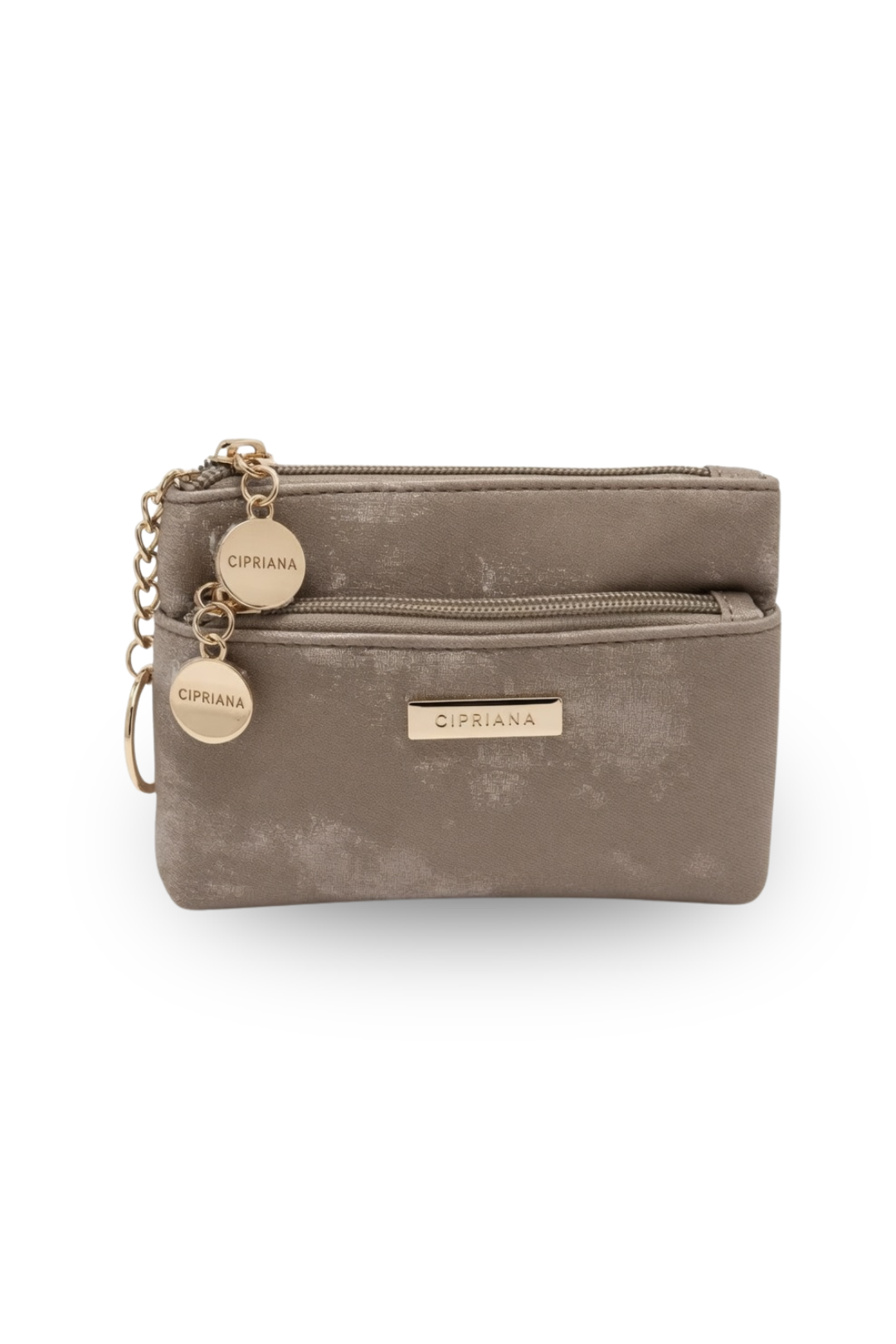 Cipriana Shimmer Double-Zip Wristlet Pouch