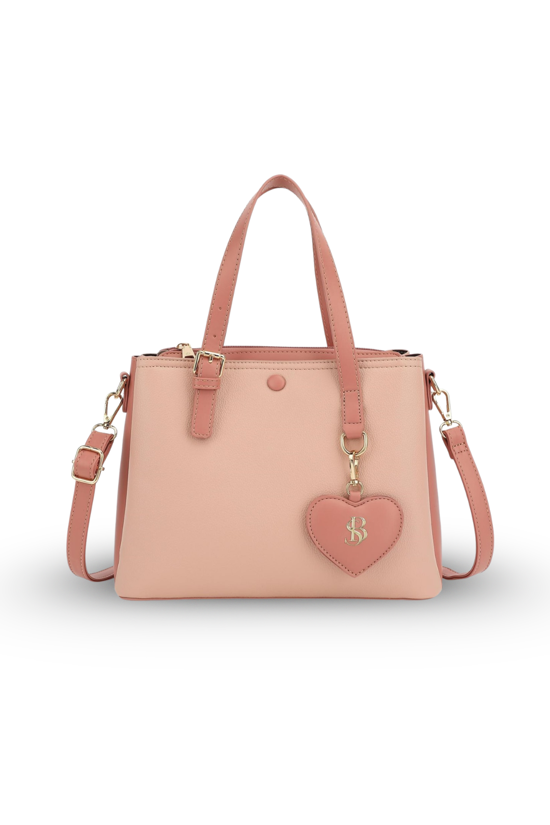 Structured Tote Bag with Heart Charm
