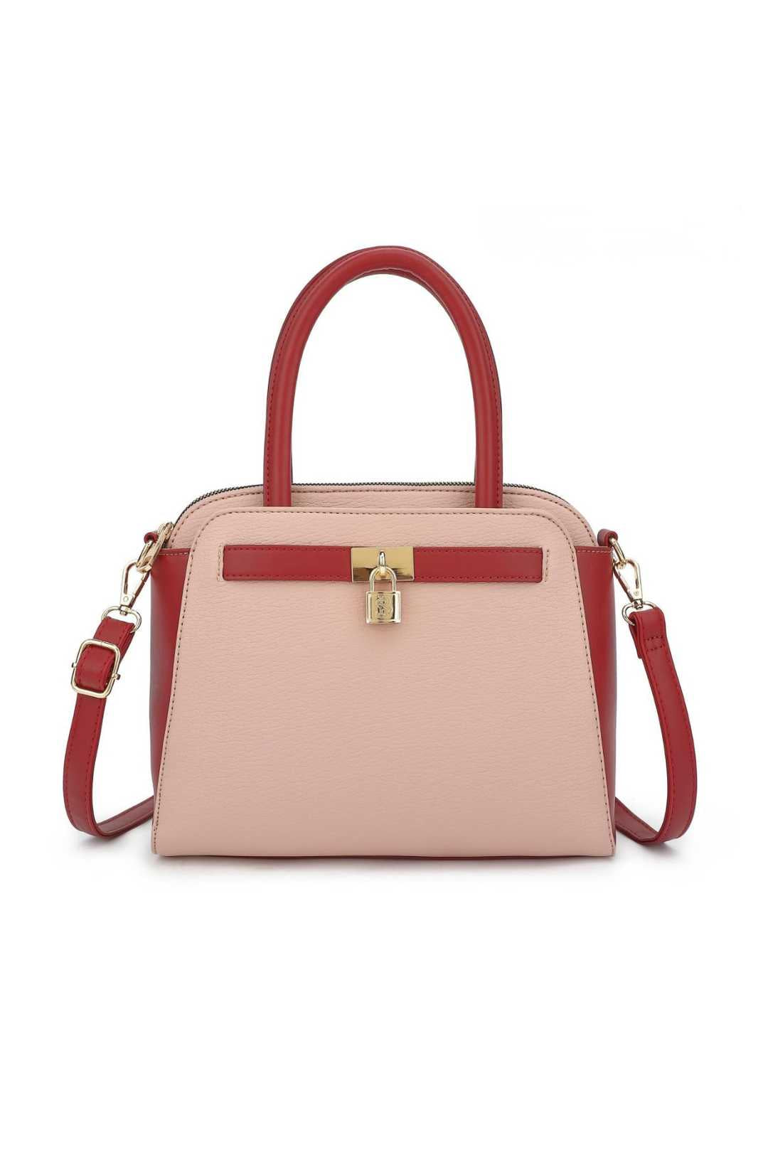 Sophisticated Two-Tone Structured Handbag With Crossbody Strap