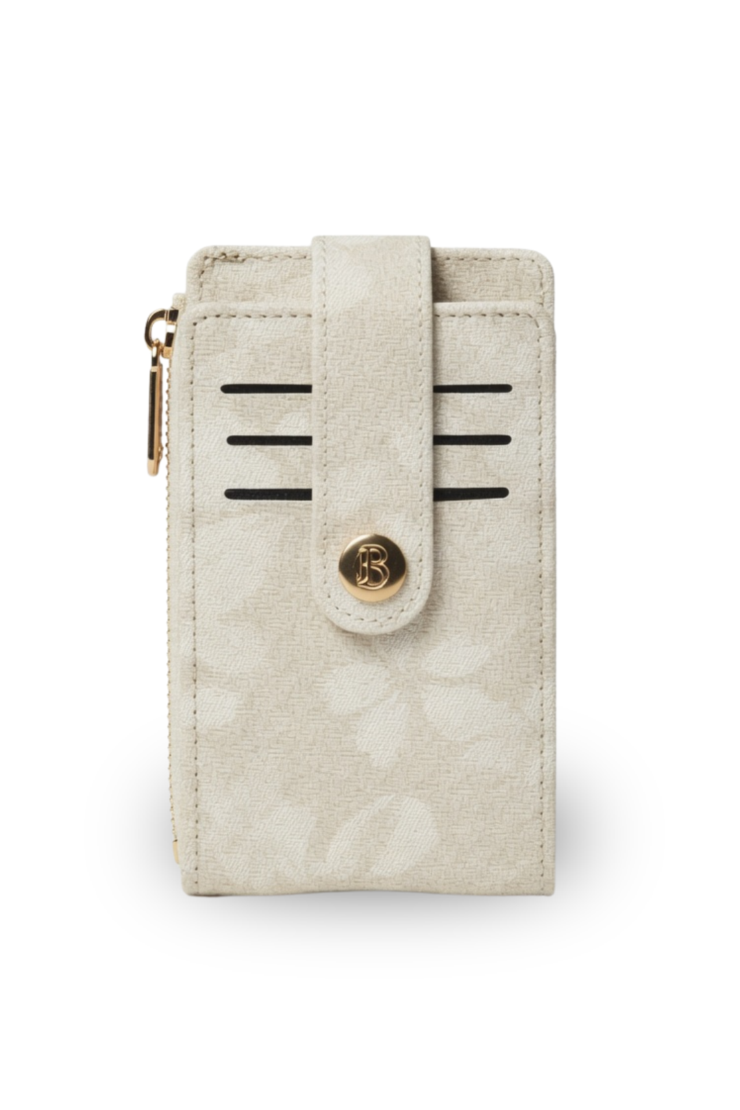 Floral Textured Snap Card Wallet