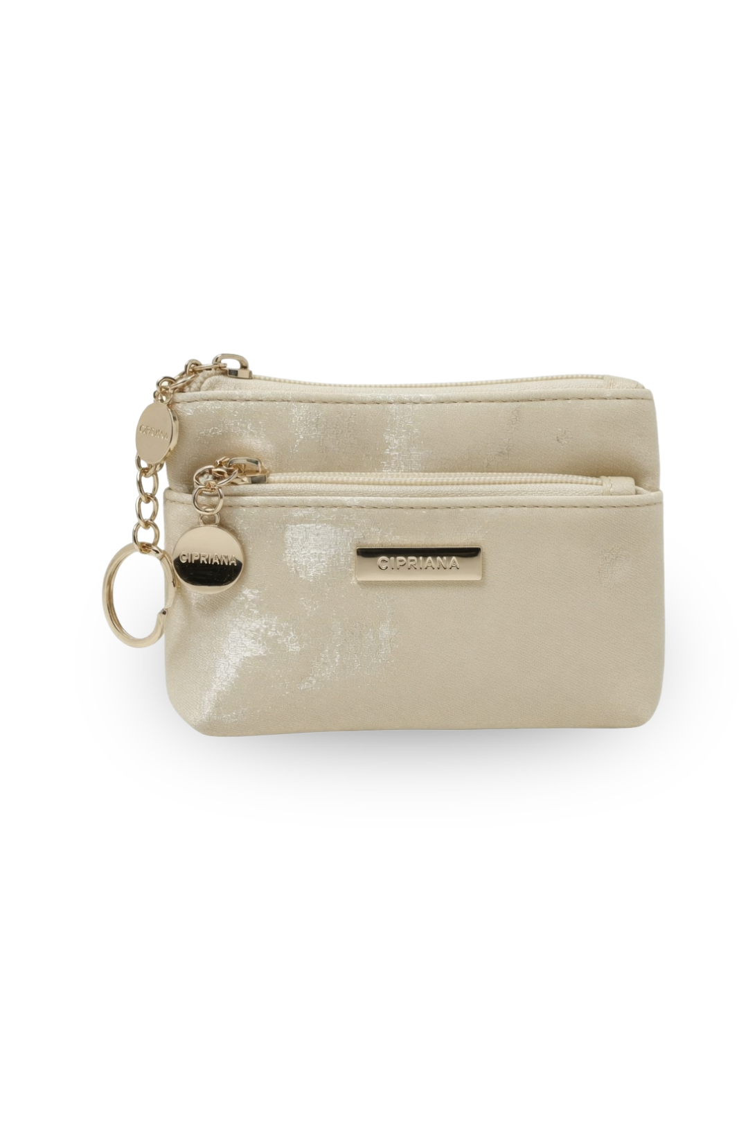 Cipriana Shimmer Double-Zip Wristlet Pouch