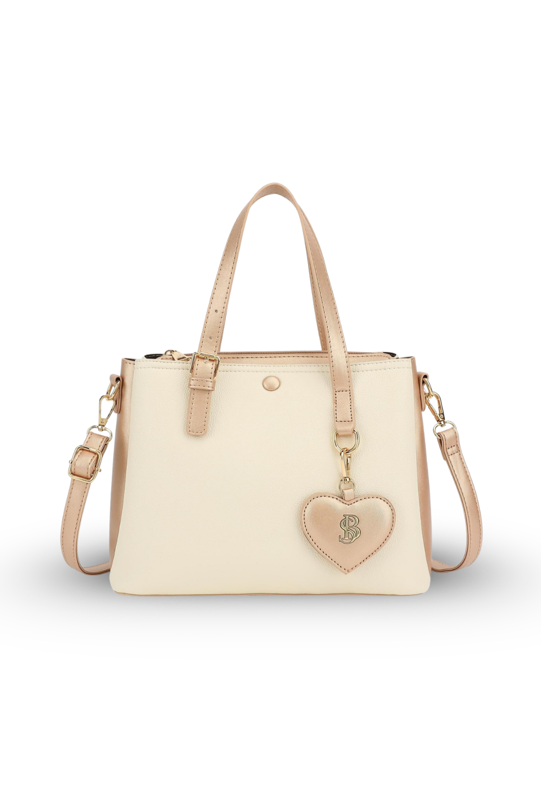 Structured Tote Bag with Heart Charm