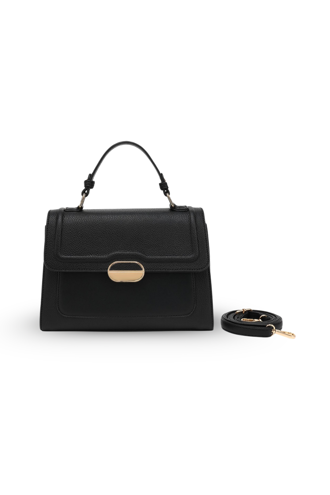 Elegant Contrast Flap Handbag – Structured Top Handle