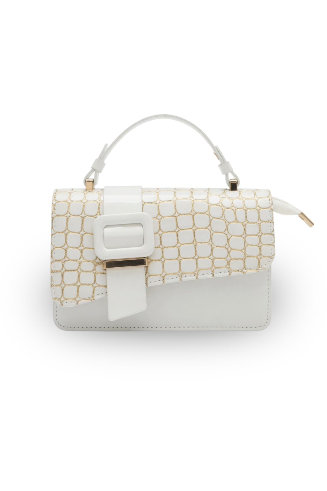 Croc Texture Buckle Handbag