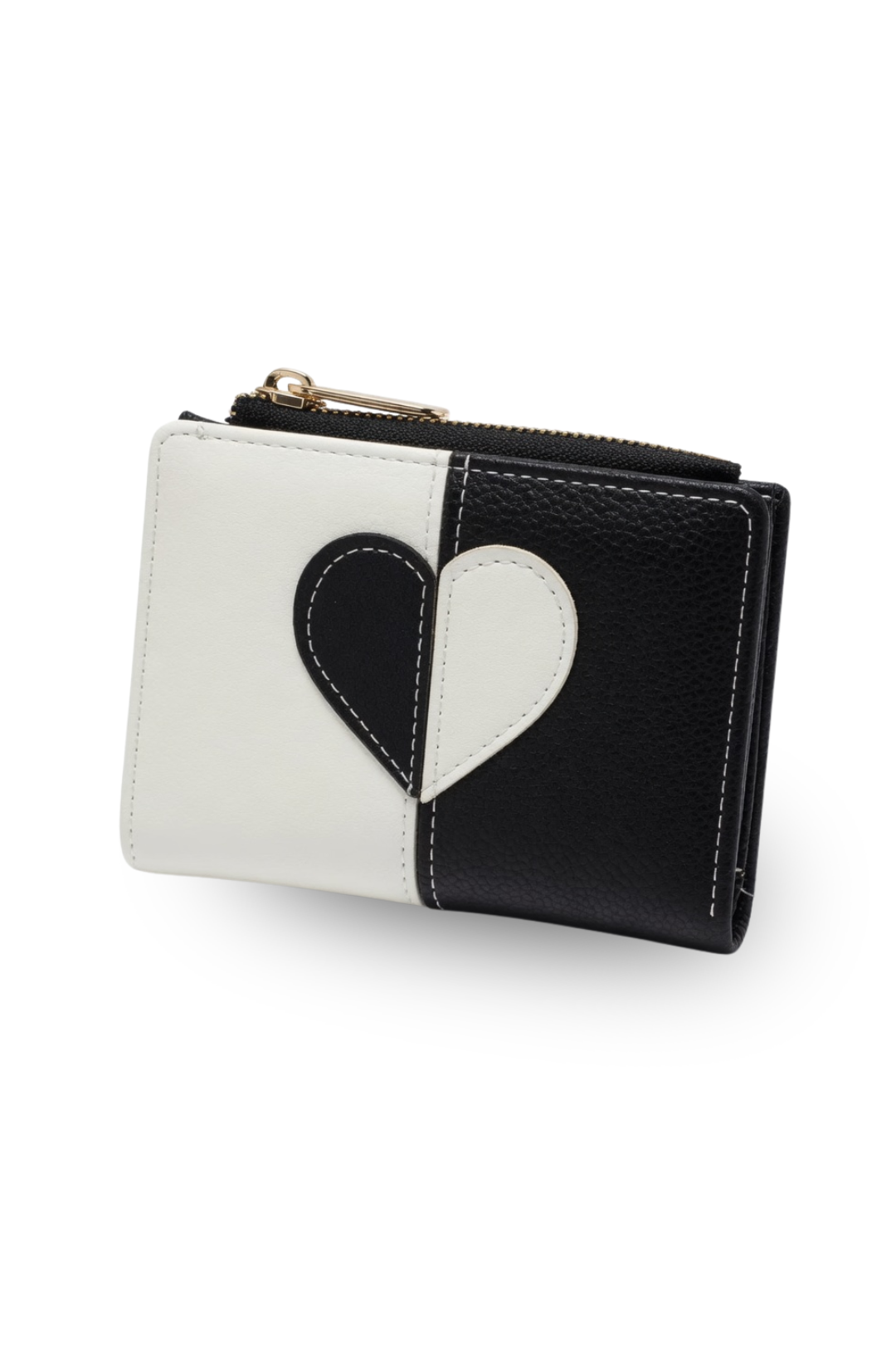 Heart Patch Color block Mini Wallet