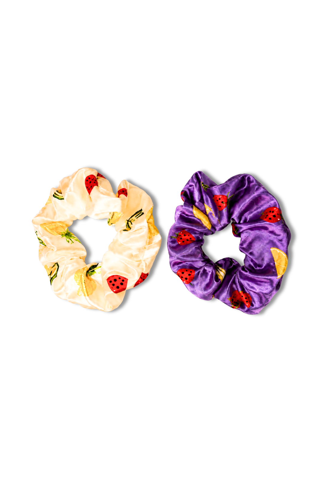 Fruit Print Satin Scrunchie Set