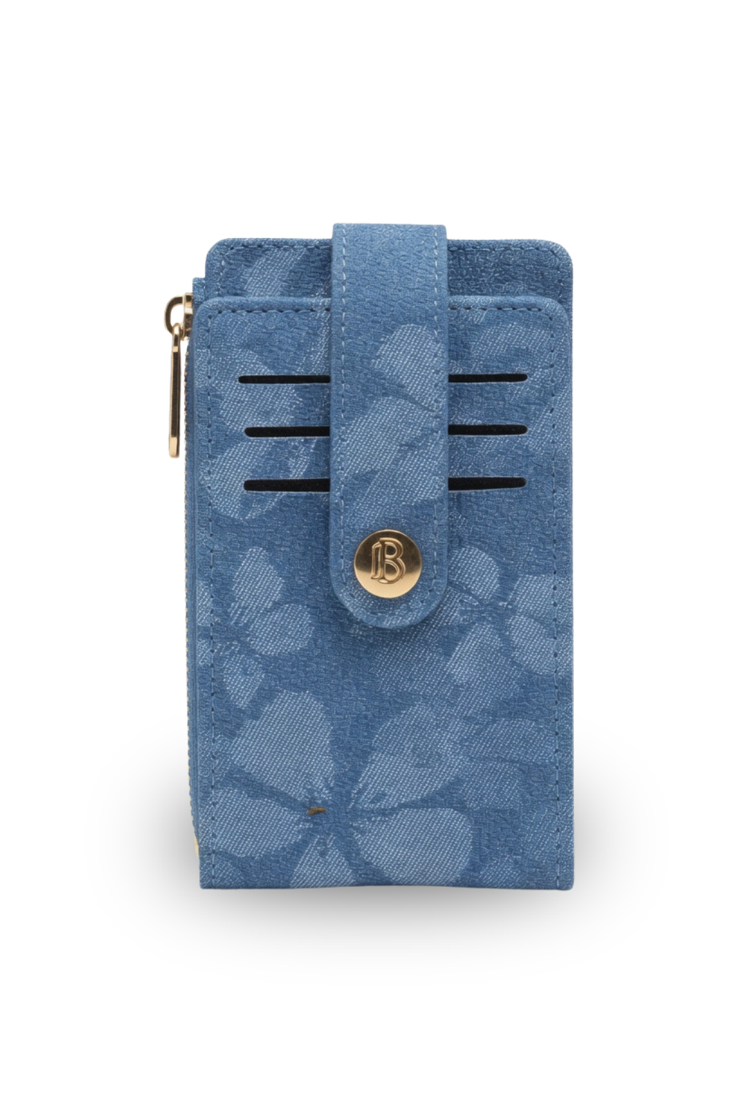 Floral Textured Snap Card Wallet