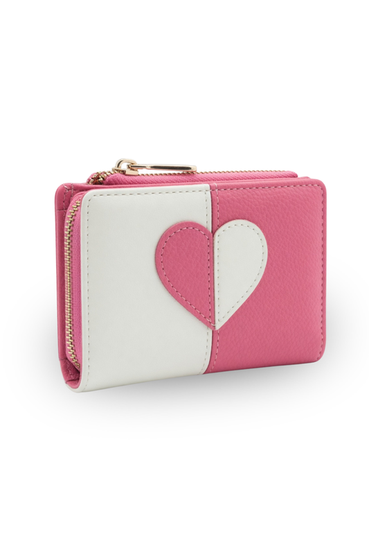 Heart Patch Color block Mini Wallet