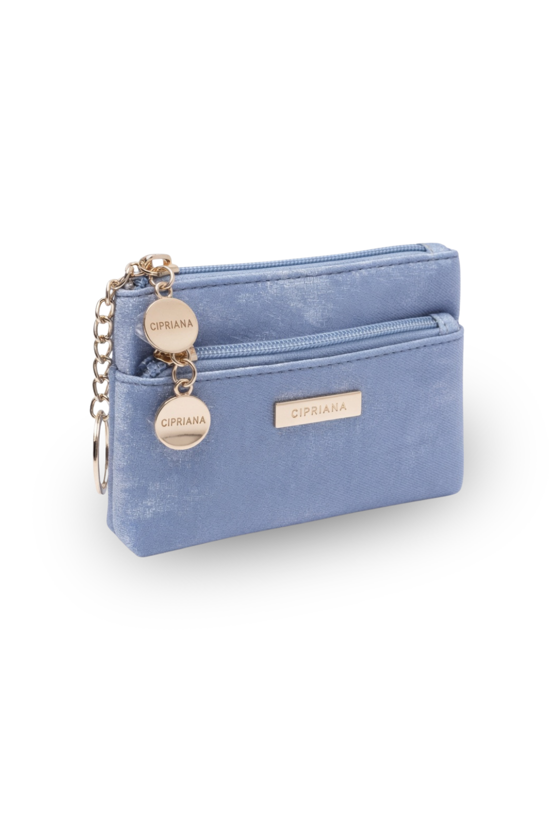 Cipriana Shimmer Double-Zip Wristlet Pouch