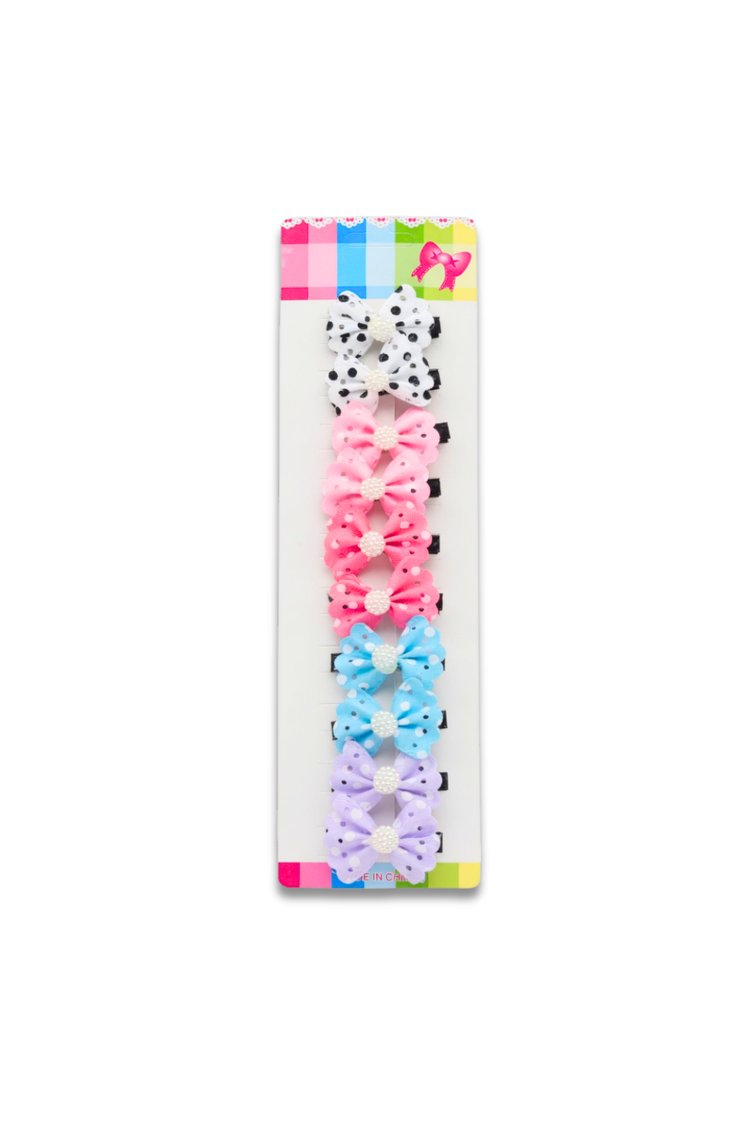 Assorted Polka Dot Bow Hair Clip Set