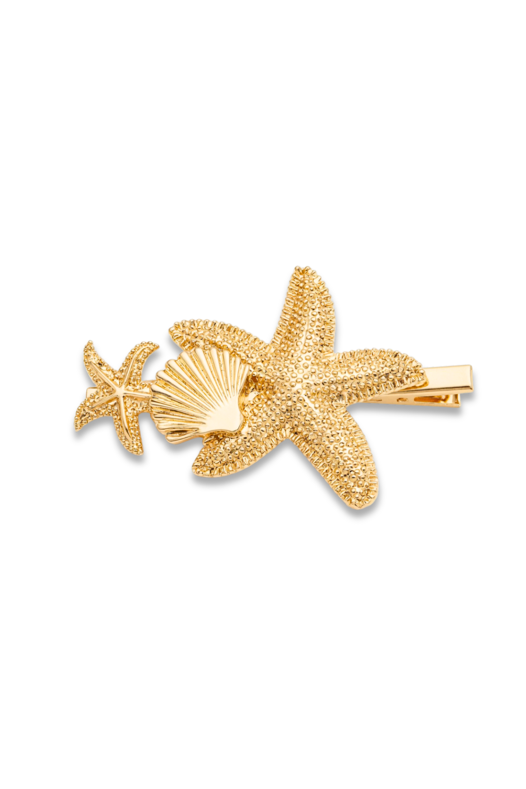Golden Seashell Starfish Hair Clip