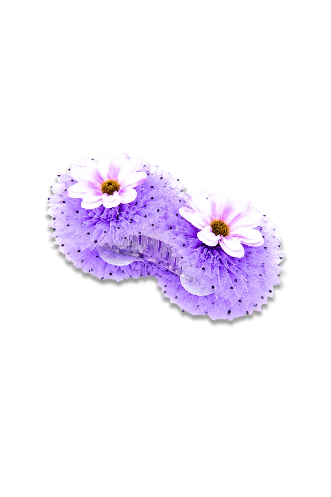 Floral Polka Dot Ruffle Hair Claw Clip