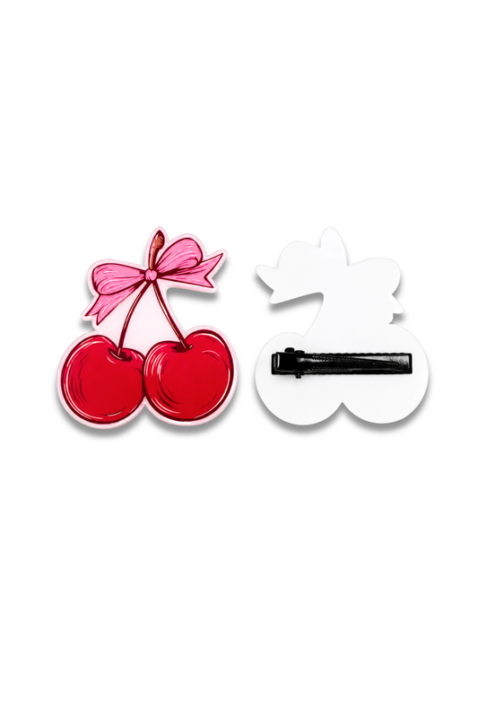 Cherry And Bow Hair Clip