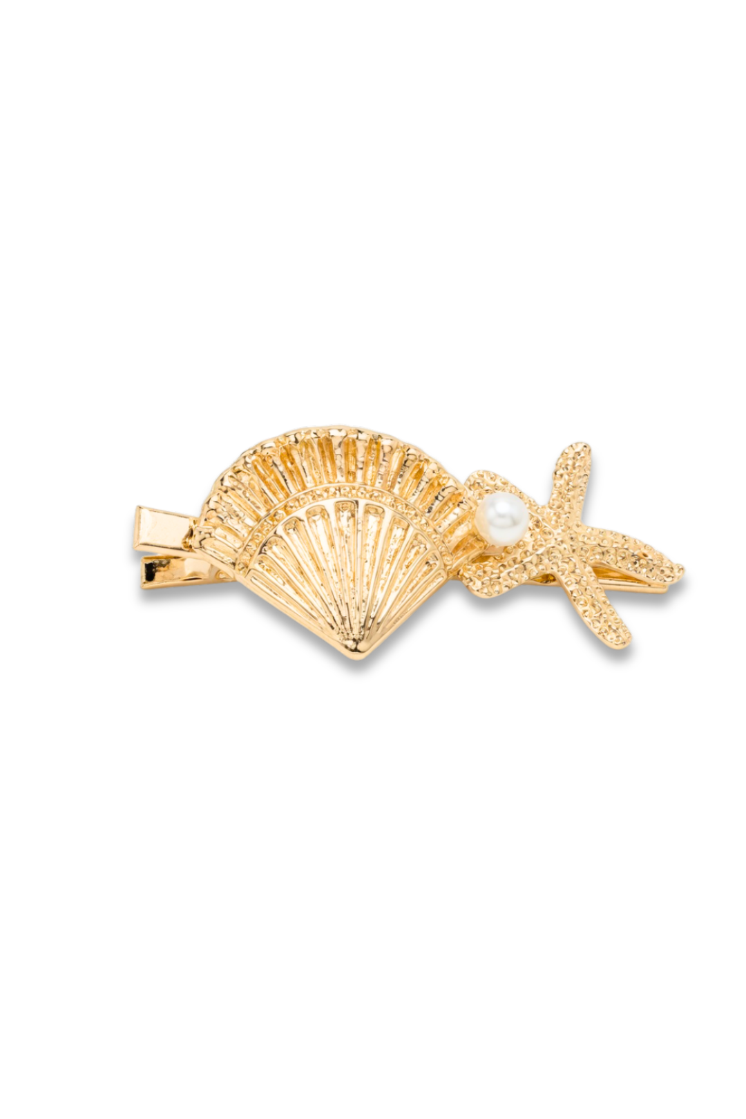 Golden Seashell Starfish Hair Clip