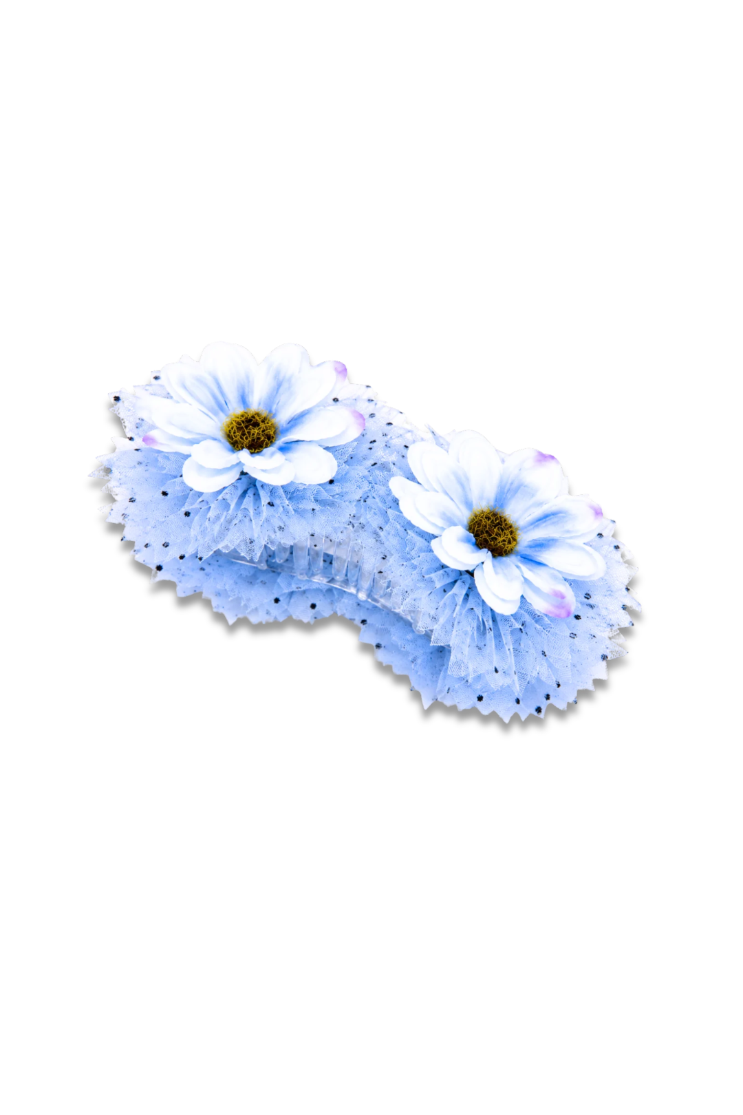 Floral Polka Dot Ruffle Hair Claw Clip