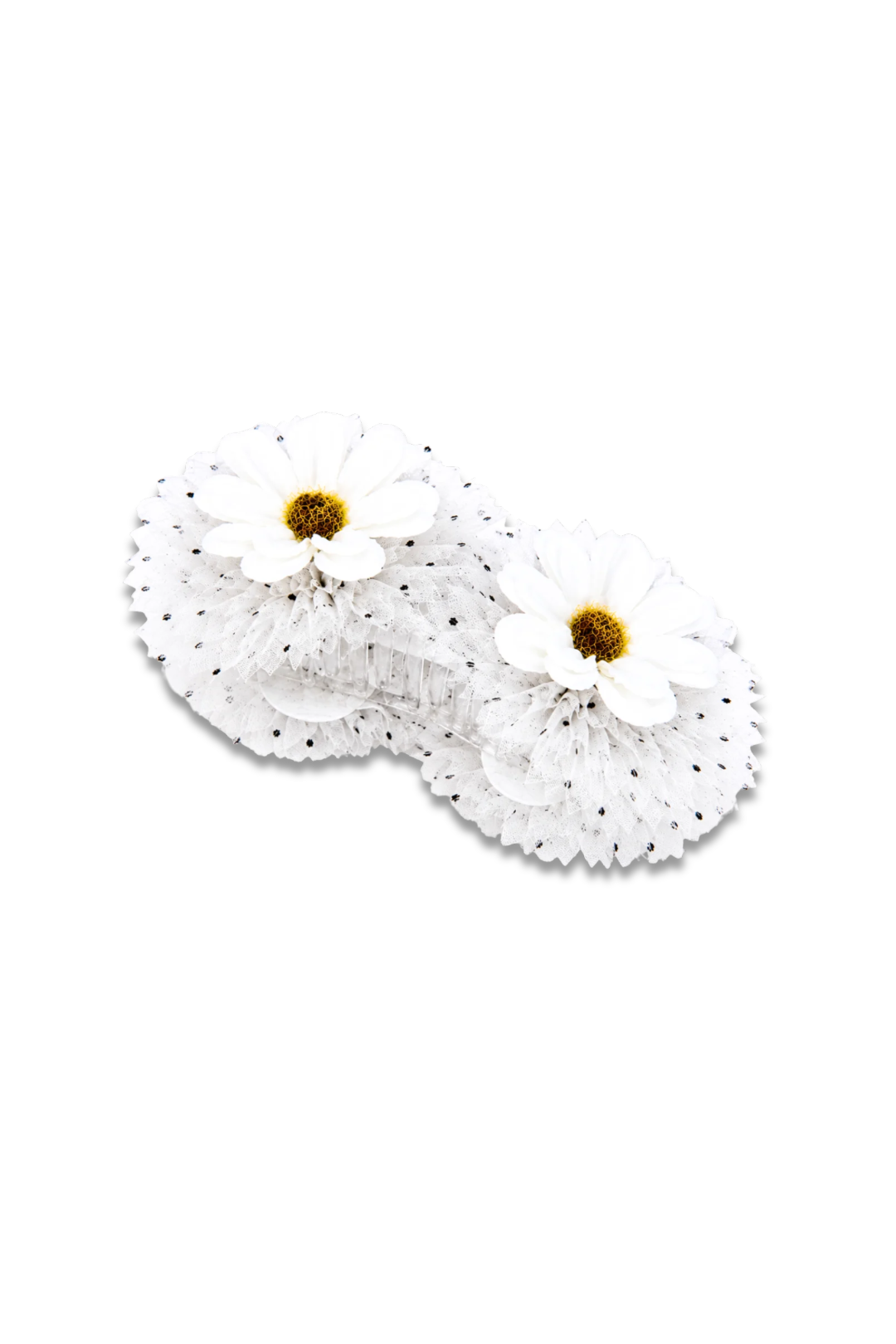 Floral Polka Dot Ruffle Hair Claw Clip