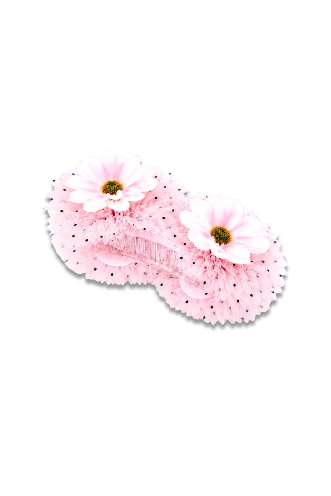Floral Polka Dot Ruffle Hair Claw Clip