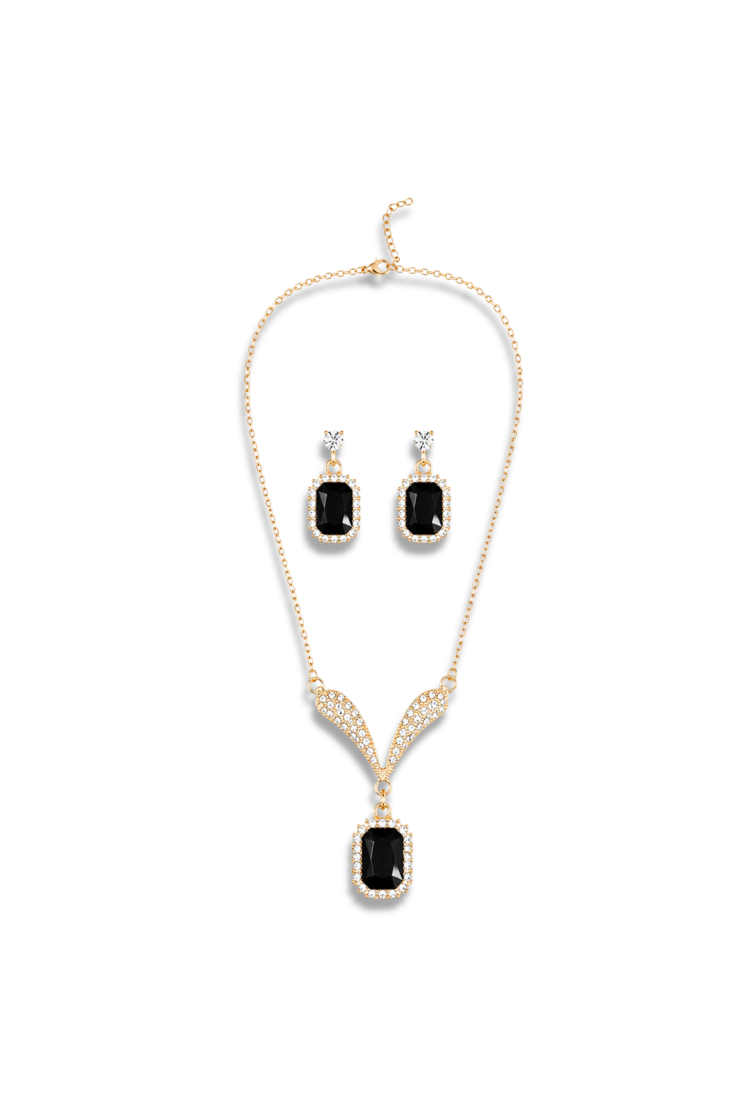 Rectangle Necklace And Earring Set