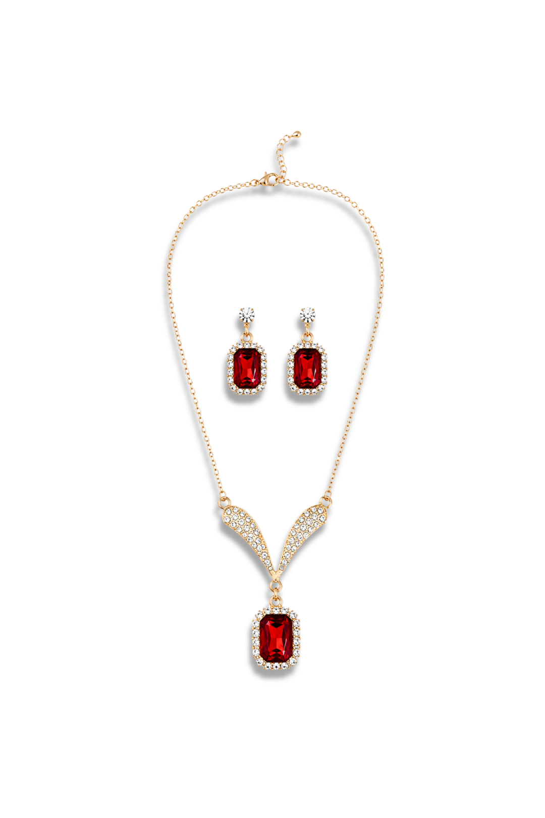 Rectangle Necklace And Earring Set