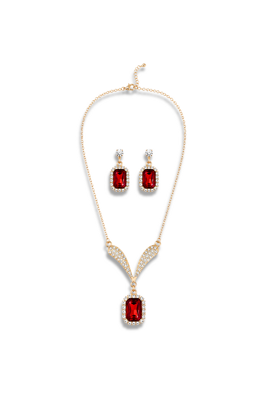 Rectangle Necklace And Earring Set