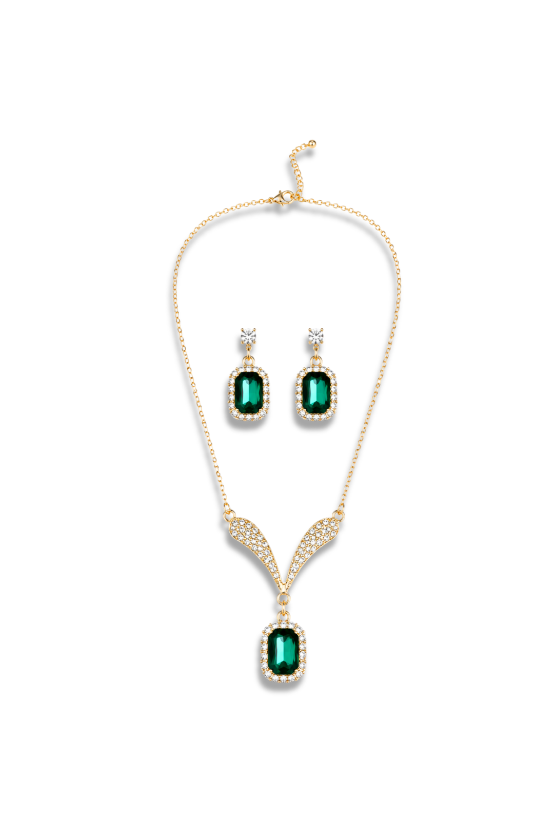 Rectangle Necklace And Earring Set
